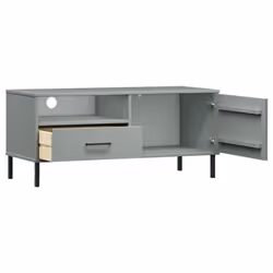 vidaXL Solid Wood Pine TV Cabinet with Metal Legs OSLO Furniture Multi Colours - grey - Additional view 4