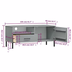 vidaXL Solid Wood Pine TV Cabinet with Metal Legs OSLO Furniture Multi Colours - grey - Additional view 7
