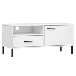 vidaXL Solid Wood Pine TV Cabinet with Metal Legs OSLO Furniture Multi Colours - white