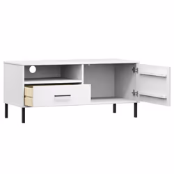 vidaXL Solid Wood Pine TV Cabinet with Metal Legs OSLO Furniture Multi Colours - white - Additional view 4