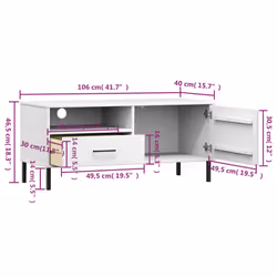 vidaXL Solid Wood Pine TV Cabinet with Metal Legs OSLO Furniture Multi Colours - white - Additional view 7