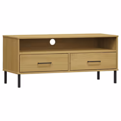 vidaXL Solid Wood Pine TV Cabinet with Metal Legs OSLO Furniture Multi Colours - brown