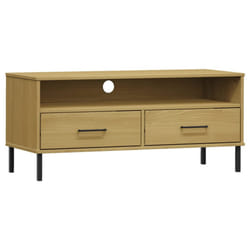 vidaXL Solid Wood Pine TV Cabinet with Metal Legs OSLO Furniture Multi Colours - brown