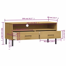 vidaXL Solid Wood Pine TV Cabinet with Metal Legs OSLO Furniture Multi Colours - brown