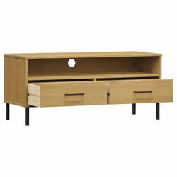 vidaXL Solid Wood Pine TV Cabinet with Metal Legs OSLO Furniture Multi Colours - brown - Additional view 4