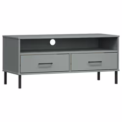 vidaXL Solid Wood Pine TV Cabinet with Metal Legs OSLO Furniture Multi Colours - grey
