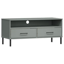 vidaXL Solid Wood Pine TV Cabinet with Metal Legs OSLO Furniture Multi Colours - grey