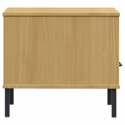 vidaXL Solid Wood Pine Bedside Table with Metal Legs OSLO Desk Multi Colours - brown - Additional view 5
