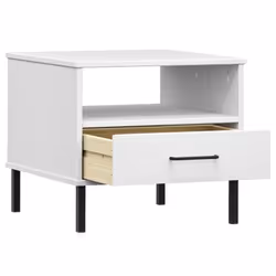 vidaXL Solid Wood Pine Bedside Table with Metal Legs OSLO Desk Multi Colours - white - Additional view 4