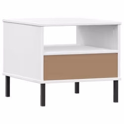 vidaXL Solid Wood Pine Bedside Table with Metal Legs OSLO Desk Multi Colours - white - Additional view 6