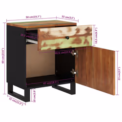 vidaXL Bedside Cabinet Bed Table Side Table Telephone Stand Bedroom Nightstand - multicolour - Additional view 3