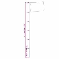 vidaXL Telescopic Flagpole Silver 5.55 m Aluminium Outdoor Camping Flag Pole - Additional view 3