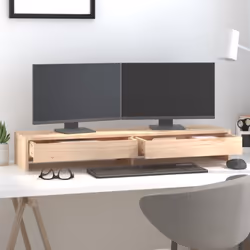 vidaXL Solid Wood Pine Monitor Stand Multi Colours 100x27x15 cm/50x27x15 cm - Brown, 100 x 27 x 15 cm