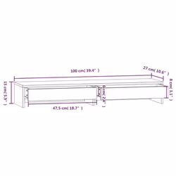 vidaXL Solid Wood Pine Monitor Stand Multi Colours 100x27x15 cm/50x27x15 cm - White, 100 x 27 x 15 cm - Additional view 8