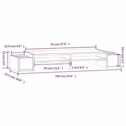 vidaXL Solid Wood Pine Monitor Stand Multi Colours 100x27.5x15cm/70x27.5x15cm - natural