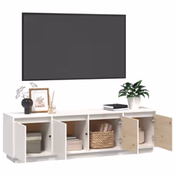 vidaXL Solid Wood Pine TV Cabinet Indoor TV Console Media Unit Multi Colours - white - Additional view 4