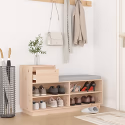 vidaXL Solid Wood Pine Shoe Cabinet Home Hall Shoe Storage Rack Multi Colours - natural