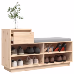 vidaXL Solid Wood Pine Shoe Cabinet Home Hall Shoe Storage Rack Multi Colours - natural - Additional view 4
