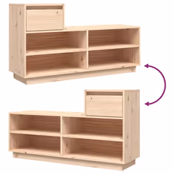 vidaXL Solid Wood Pine Shoe Cabinet Home Hall Shoe Storage Rack Multi Colours - natural - Additional view 8
