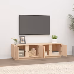 vidaXL Solid Wood Pine TV Cabinet Indoor TV Console Media Unit Multi Colours - natural