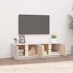 vidaXL Solid Wood Pine TV Cabinet Indoor TV Console Media Unit Multi Colours - white