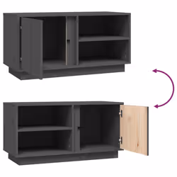 vidaXL Solid Wood Pine TV Cabinet Indoor TV Console Media Unit Multi Colours - grey - Additional view 8