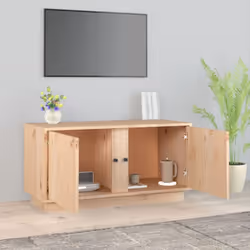 vidaXL Solid Wood Pine TV Cabinet Indoor TV Console Media Unit Multi Colours - natural