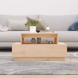 vidaXL Solid Wood Pine Coffee Table Accent End Table Furniture Multi Colours - natural