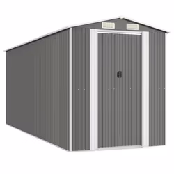 ) vidaXL Garden Shed Galvanised Steel Outdoor Tool Storage Patio Lawn Tool Shed - 192 x 523 x 223 cm (L x W x H