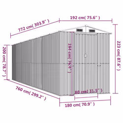 ) vidaXL Garden Shed Galvanised Steel Outdoor Tool Storage Patio Lawn Tool Shed - 192 x 772 x 223 cm (L x W x H - Additional view 7