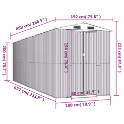 ) vidaXL Garden Shed Galvanised Steel Outdoor Tool Storage Patio Lawn Tool Shed - 192 x 689 x 223 cm (L x W x H - Additional view 6