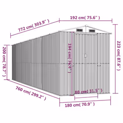 ) vidaXL Garden Shed Galvanised Steel Outdoor Tool Storage Patio Lawn Tool Shed - 192 x 772 x 223 cm (L x W x H - Additional view 7
