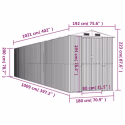 ) vidaXL Garden Shed Galvanised Steel Outdoor Tool Storage Patio Lawn Tool Shed - 192 x 1021 x 223 cm (L x W x H - Additional view 7