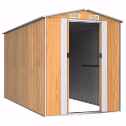 vidaXL Garden Shed Light Brown 192x357x223 cm Galvanised Steel Tool Storage - Additional view 2