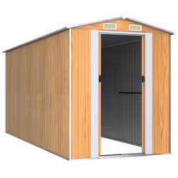 vidaXL Garden Shed Galvanised Steel Outdoor Tool Storage Patio Lawn Tool Shed - 192 x 440 x 223 cm
