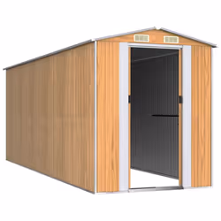 vidaXL Garden Shed Galvanised Steel Outdoor Tool Storage Patio Lawn Tool Shed - 192 x 523 x 223 cm