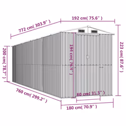 vidaXL Garden Shed Galvanised Steel Outdoor Tool Storage Patio Lawn Tool Shed - 192 x 772 x 223 cm - Additional view 7