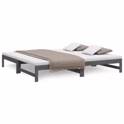 vidaXL Solid Wood Pine Pull-out Day Bed Wooden Sofa Bed Multi Colours/Sizes - Grey, 205.5 x 198 x 30 cm