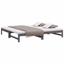 vidaXL Solid Wood Pine Pull-out Day Bed Wooden Sofa Bed Multi Colours/Sizes - Grey, 205.5 x 198 x 30 cm