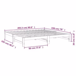 vidaXL Solid Wood Pine Pull-out Day Bed Wooden Sofa Bed Multi Colours/Sizes - Grey, 205.5 x 198 x 30 cm