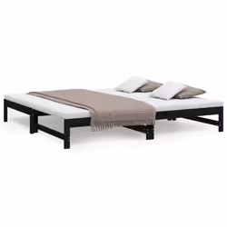 vidaXL Solid Wood Pine Pull-out Day Bed Wooden Sofa Bed Multi Colours/Sizes - Black, 205.5 x 198 x 30 cm