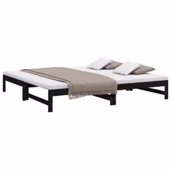 vidaXL Solid Wood Pine Pull-out Day Bed Wooden Sofa Bed Multi Colours/Sizes - Black, 205.5 x 198 x 30 cm