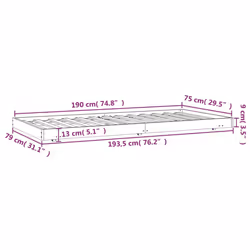 vidaXL Solid Wood Pine Bed Frame Wooden Bed Base Multi Colours Multi Sizes - white, 75 x 190 cm - Additional view 8