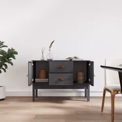 vidaXL Solid Wood Pine Sideboard Wooden Cupboard Home Organiser Multi Colours - grey