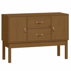 vidaXL Solid Wood Pine Sideboard Wooden Cupboard Home Organiser Multi Colours - honey brown