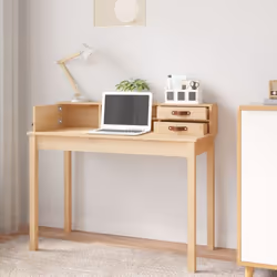 vidaXL Solid Wood Pine Desk Wooden Computer Study Working Table Multi Colours - natural - Additional view 2