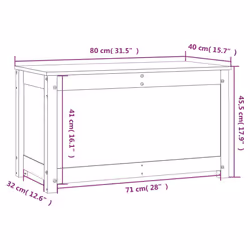 vidaXL Storage Box Trunk Organiser Storage Chest Blanket Box Solid Wood Pine - white, 80 x 40 x 45.5 cm - Additional view 3