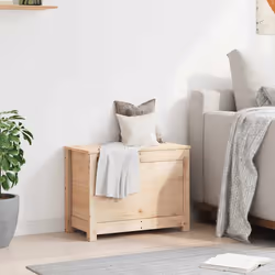 vidaXL Storage Box Trunk Organiser Storage Chest Blanket Box Solid Wood Pine - natural, 60 x 32 x 45.5 cm