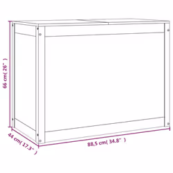 vidaXL Solid Wood Pine Laundry Box Bin Multi Colours 44x44x66 cm/88.5x44x66 cm - grey