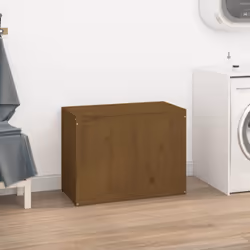 vidaXL Solid Wood Pine Laundry Box Bin Multi Colours 44x44x66 cm/88.5x44x66 cm - honey brown - Additional view 2